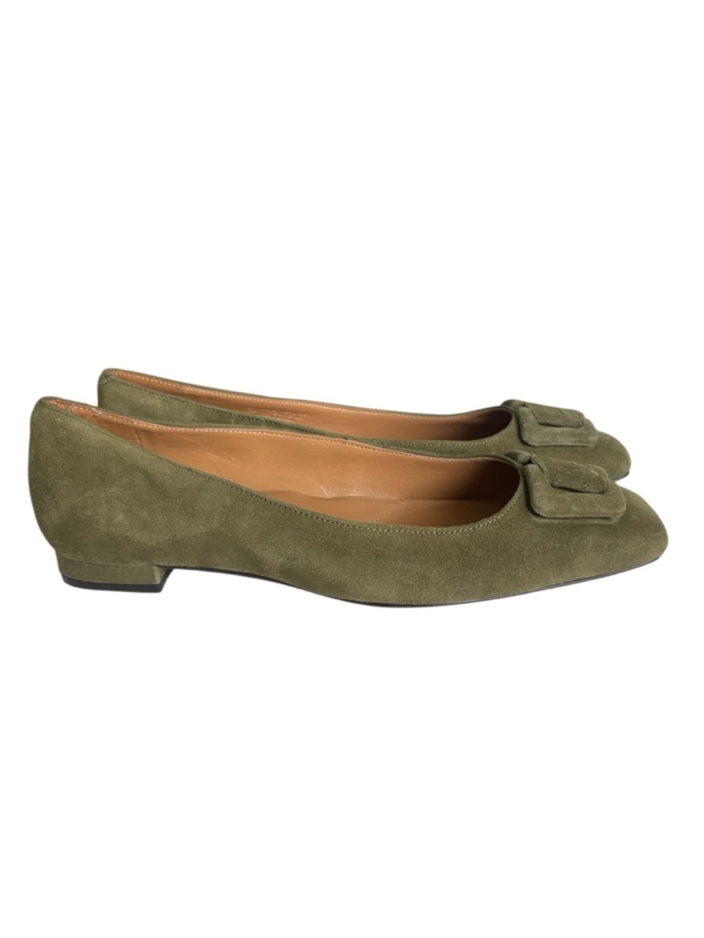 Talbots Sutton Moss Green Suede Flats Size 8 Square Toe Loafers office wear - Picture 4 of 6